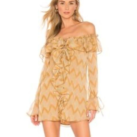 House of Harlow 1960 x Revolve Small Garrett Long Sleeve Mini Dress in Chevron. - Picture 1 of 3